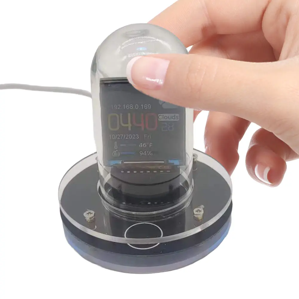 Smart WiFi Glow Tube Clock Weather Station Multi-Function Glow Tube Clock Decorative Bitcoin Price Tracker for Desktop Ornaments