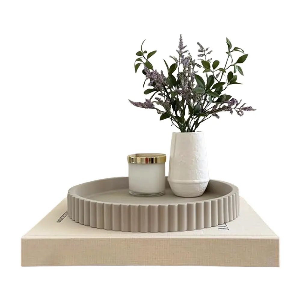 Coffee Table Tray Round Decorative Tray Multi-Function Elegant Serving Tray 11 Inch Centerpiece Tray Non Slip for Home Kitchen