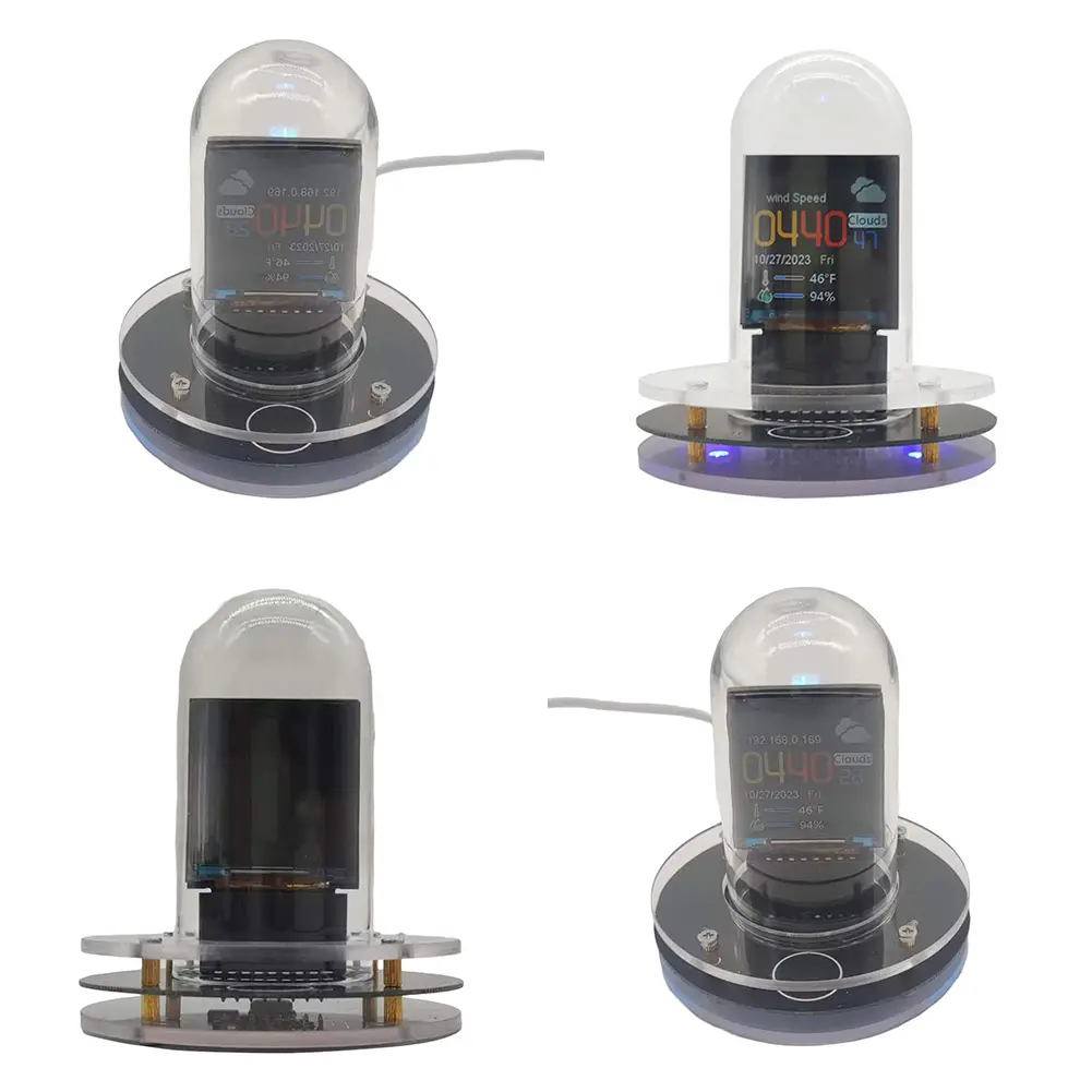 Smart WiFi Glow Tube Clock Weather Station Multi-Function Glow Tube Clock Decorative Bitcoin Price Tracker for Desktop Ornaments