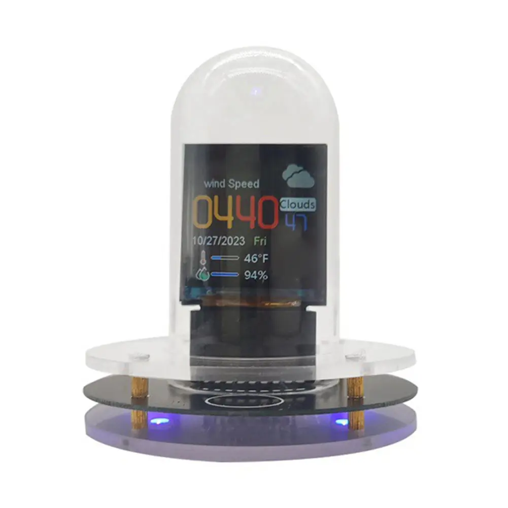 Smart WiFi Glow Tube Clock Weather Station Multi-Function Glow Tube Clock Decorative Bitcoin Price Tracker for Desktop Ornaments