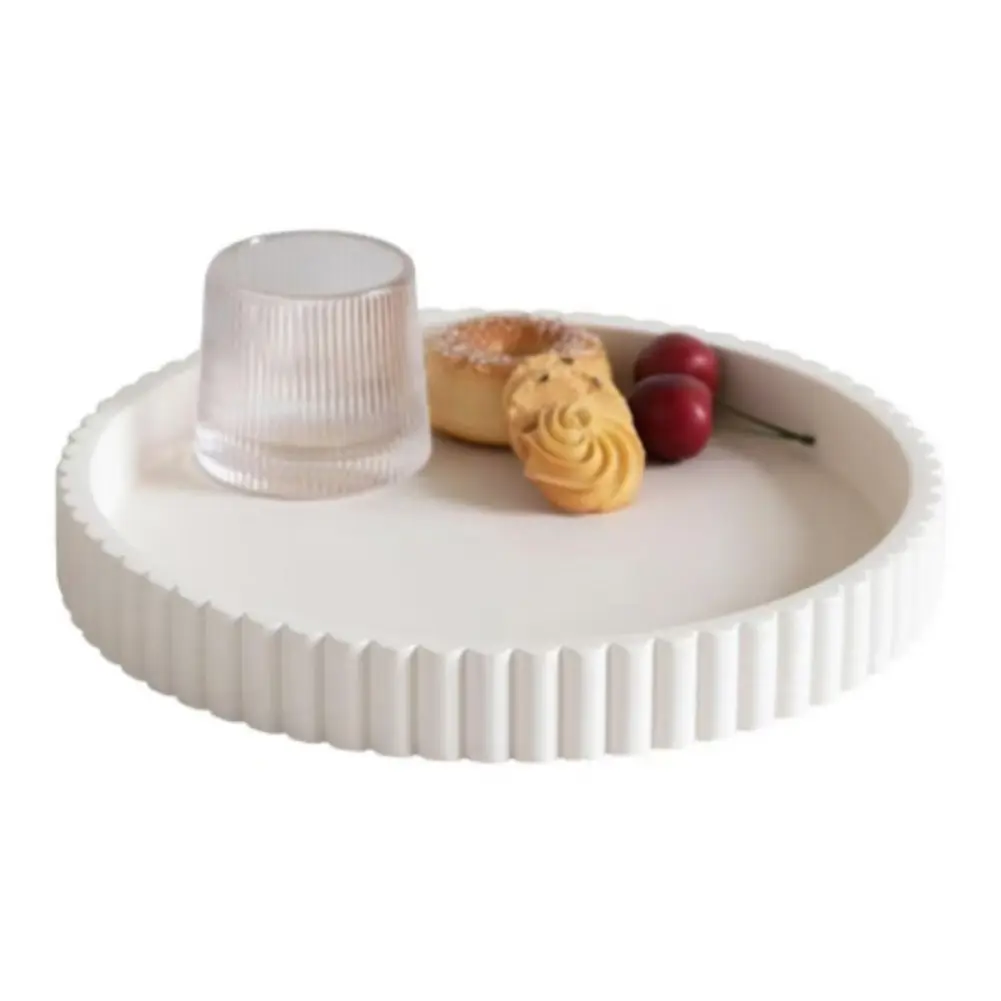 Coffee Table Tray Round Decorative Tray Multi-Function Elegant Serving Tray 11 Inch Centerpiece Tray Non Slip for Home Kitchen