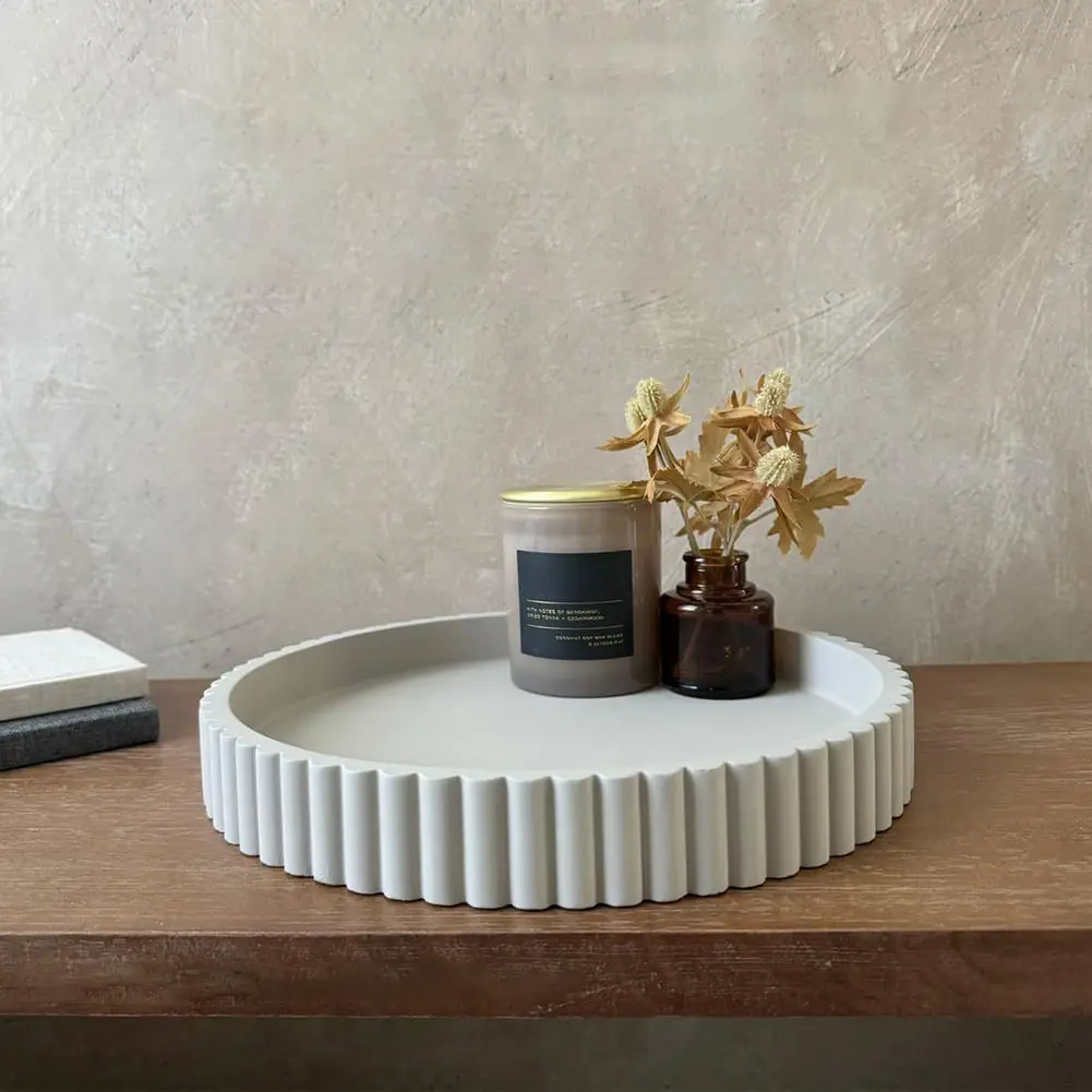 Coffee Table Tray Round Decorative Tray Multi-Function Elegant Serving Tray 11 Inch Centerpiece Tray Non Slip for Home Kitchen