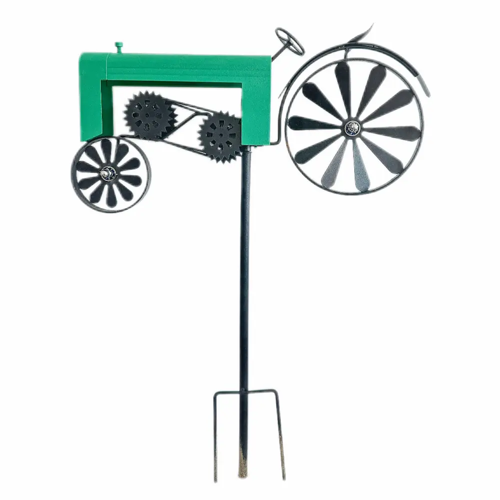 Metal Wrought Iron Rotatable Tractor Wind Spinner Windmill Ornament Garden Decoration Wind Chime Outdoor Wind Sculpture