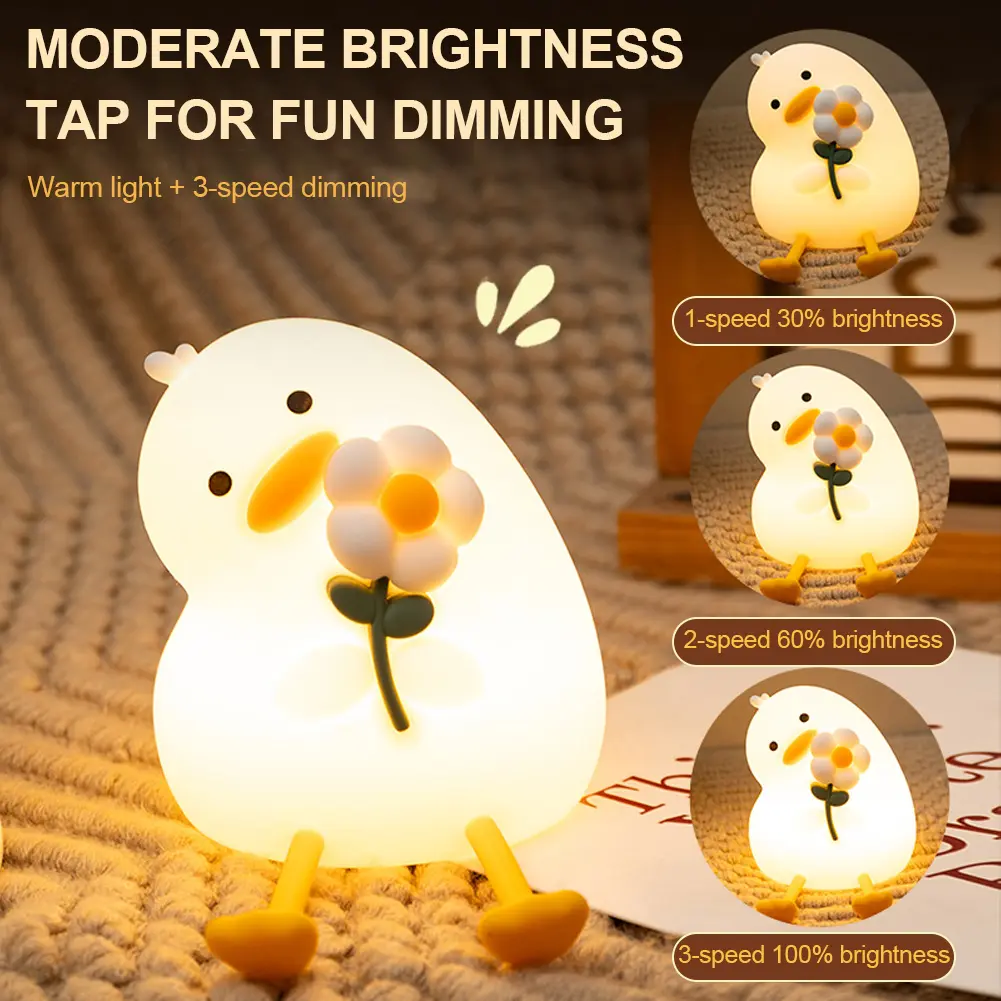 Silicone Pat Night Light Animal Bedside Lamp Eye Caring Atmosphere Light 3 Level Dimmable Cute Nursery Nightlight for Desk Decor
