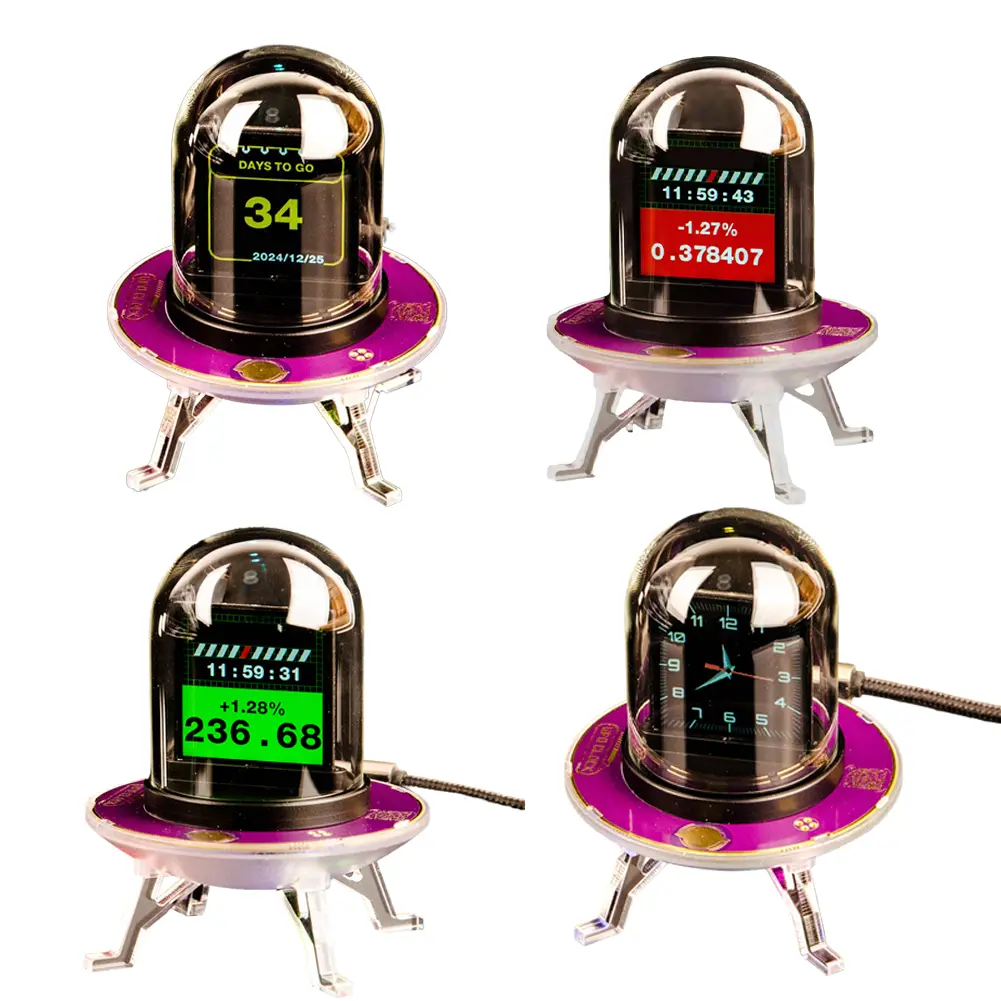 UFO WiFi-Synced Nixie Tube Smart Glow Tube Clock Multi-Function Networked Nixie Tube Digital Desktop Decoration for Home Office