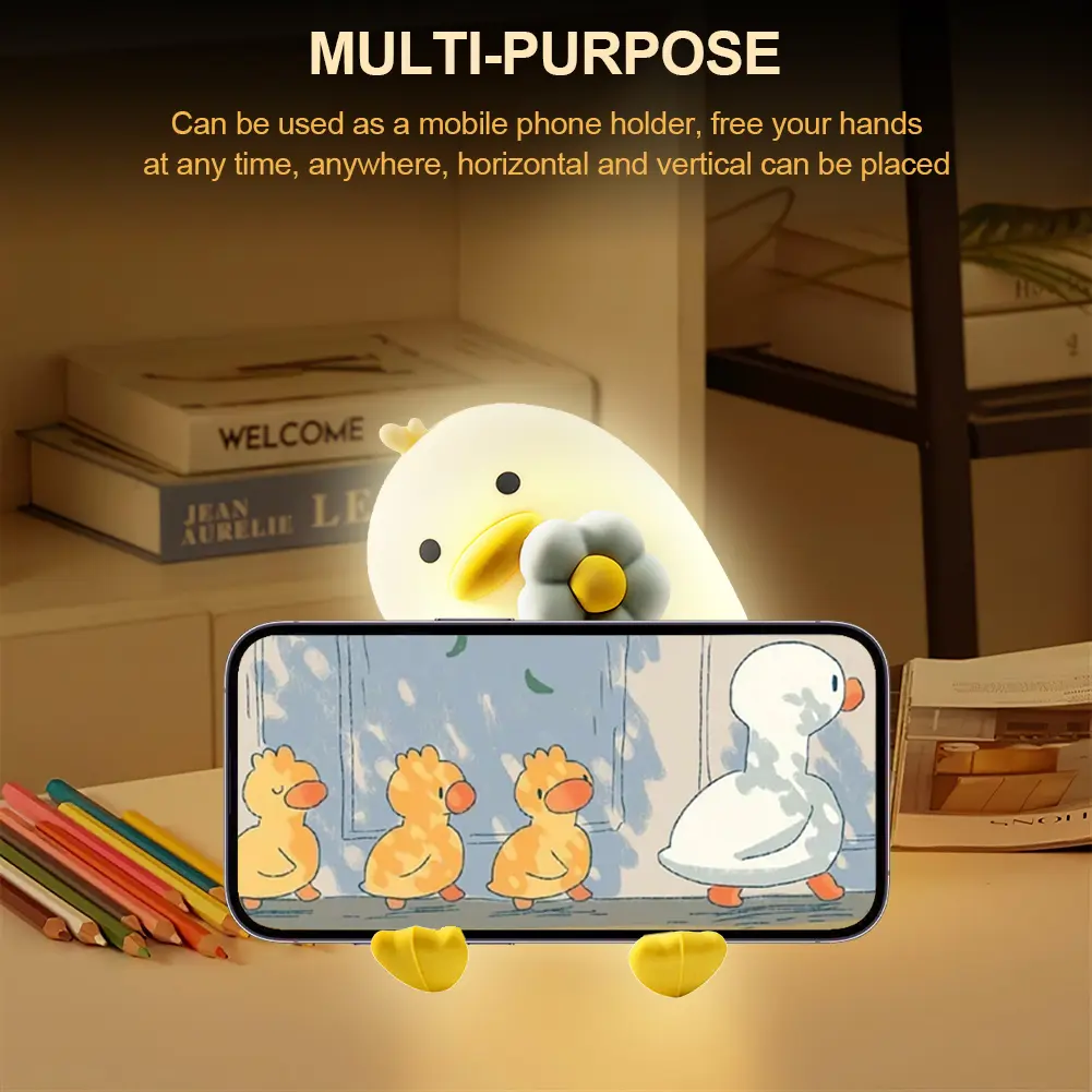 Silicone Pat Night Light Animal Bedside Lamp Eye Caring Atmosphere Light 3 Level Dimmable Cute Nursery Nightlight for Desk Decor