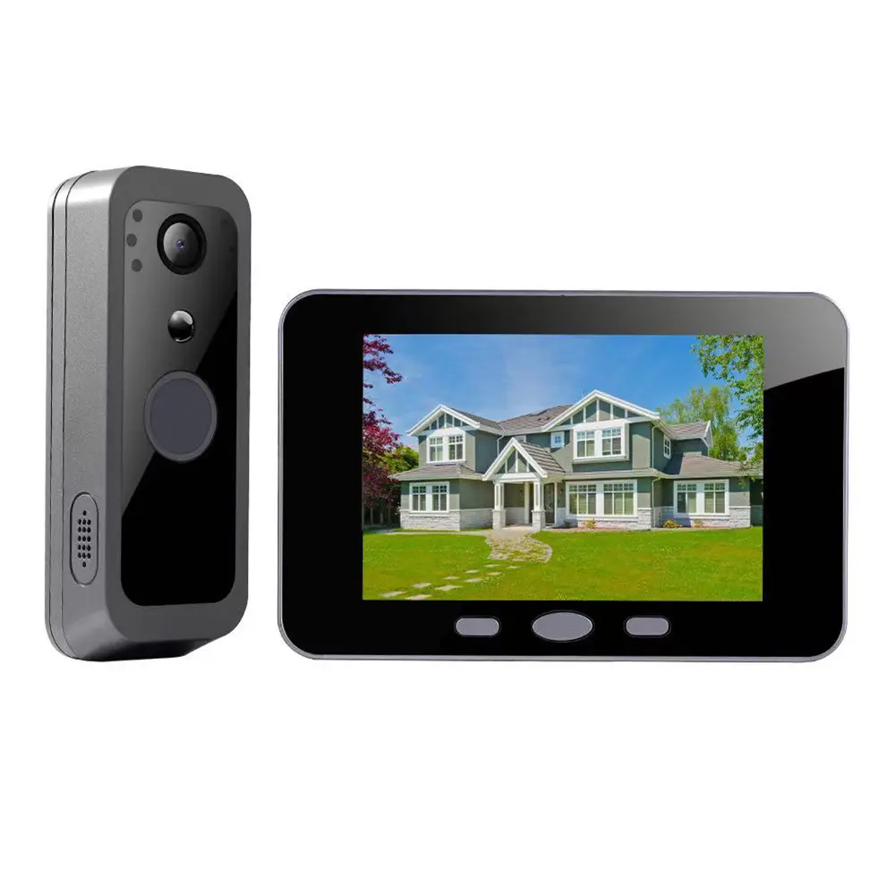 2.4G Audio Video Outdoor Doorbell Camera 4.0 Inch IPS Screen Two Way Voice PIR Motion Detection for Villa House Office Apartment