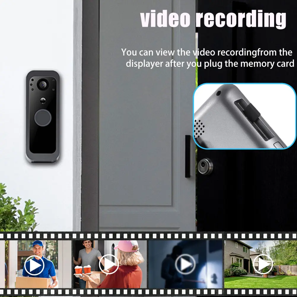 2.4G Audio Video Outdoor Doorbell Camera 4.0 Inch IPS Screen Two Way Voice PIR Motion Detection for Villa House Office Apartment
