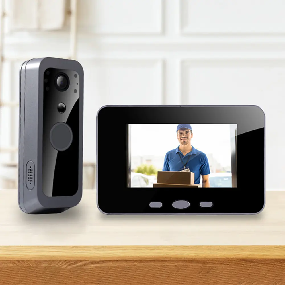 2.4G Audio Video Outdoor Doorbell Camera 4.0 Inch IPS Screen Two Way Voice PIR Motion Detection for Villa House Office Apartment