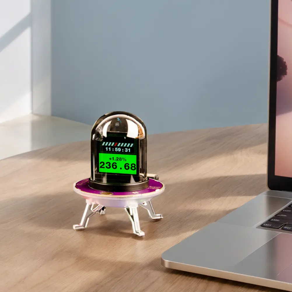 UFO WiFi-Synced Nixie Tube Smart Glow Tube Clock Multi-Function Networked Nixie Tube Digital Desktop Decoration for Home Office