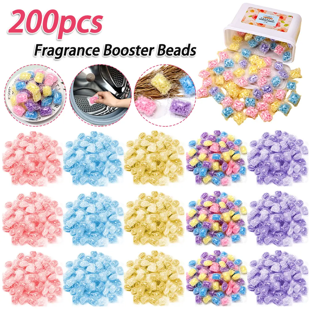 200Pcs Softener Beads Lasting Laundry Scent Booster Beads Washing Clothes Fragrance Beads Household Cleaning Tools