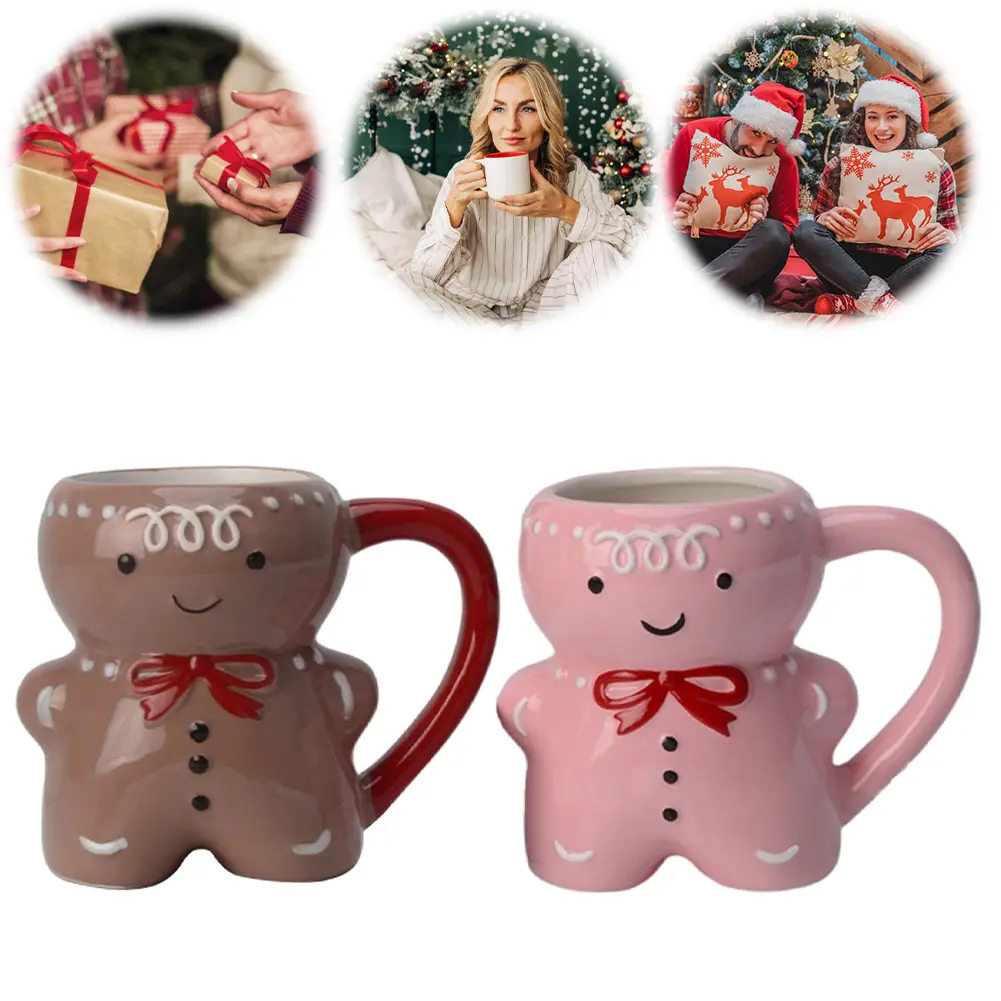 Gingerbread Man Ceramic Mug Christmas Gingerbread Coffee Mug 350ML Cute Gingerbread Man Water Cup Funny Gifts for Family Friends