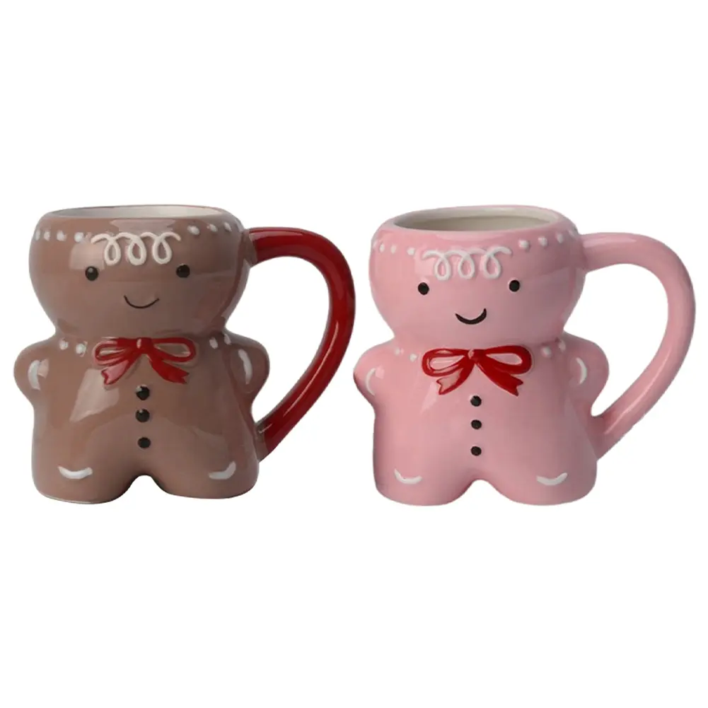 Gingerbread Man Ceramic Mug Christmas Gingerbread Coffee Mug 350ML Cute Gingerbread Man Water Cup Funny Gifts for Family Friends