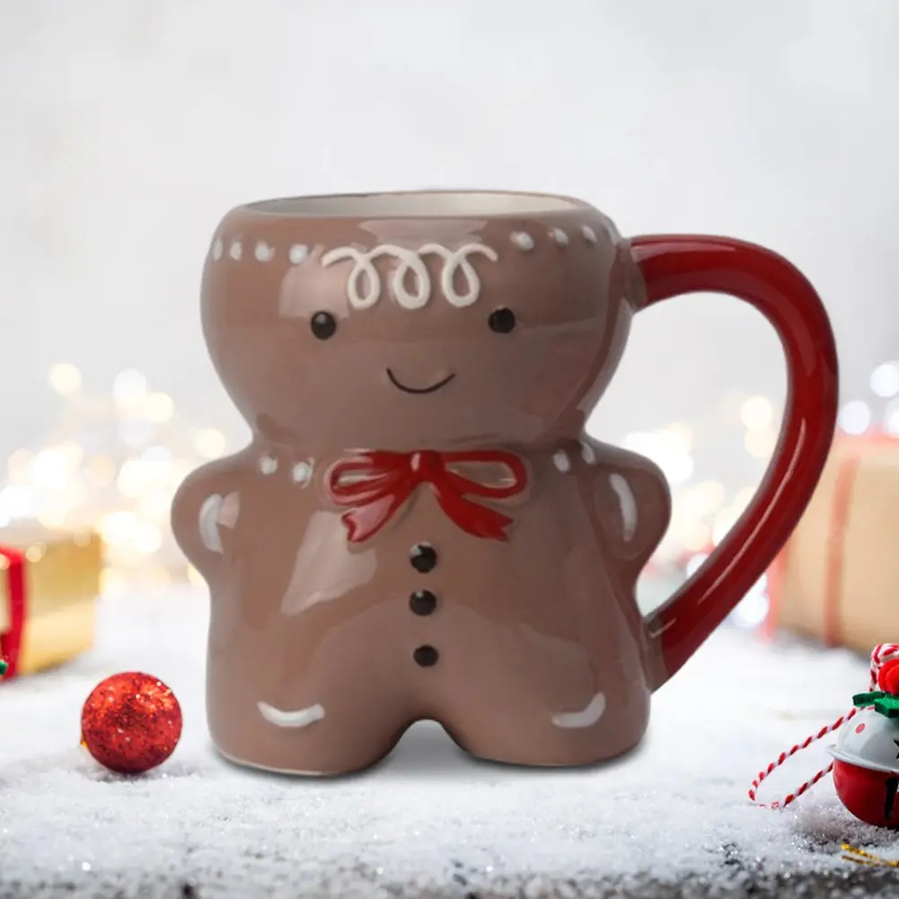 Gingerbread Man Ceramic Mug Christmas Gingerbread Coffee Mug 350ML Cute Gingerbread Man Water Cup Funny Gifts for Family Friends