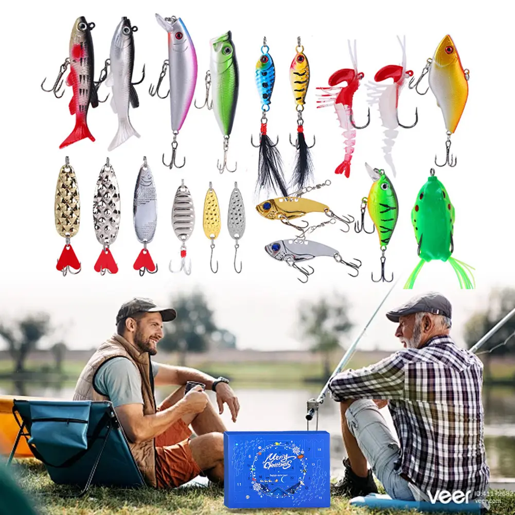 Fishing Lure Advent Calendar 2024 Fishing Lure Countdown Calendar Advent Calendar 2024 for Fisher Men Teen Boys Surprise Gift