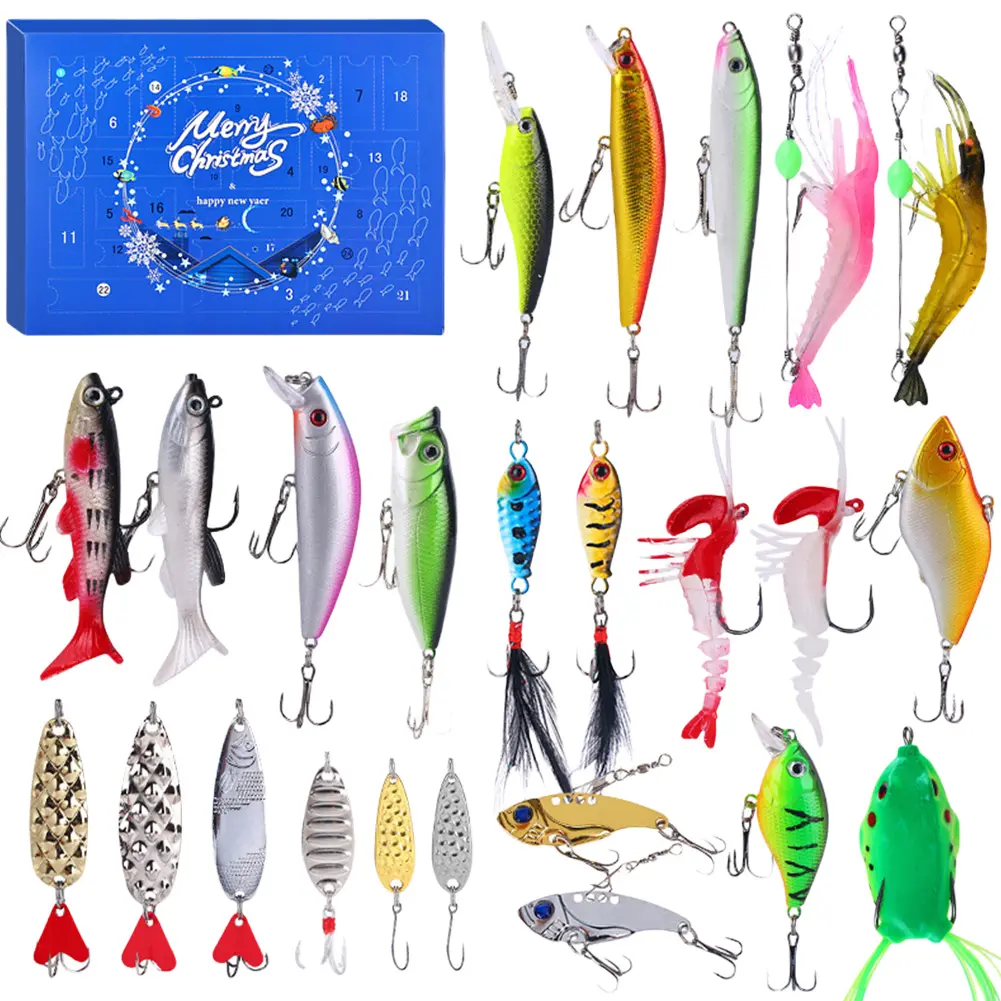 Fishing Lure Advent Calendar 2024 Fishing Lure Countdown Calendar Advent Calendar 2024 for Fisher Men Teen Boys Surprise Gift