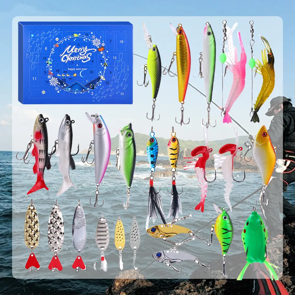 Fishing Lure Advent Calendar 2024 Fishing Lure Countdown Calendar Advent Calendar 2024 for Fisher Men Teen Boys Surprise Gift