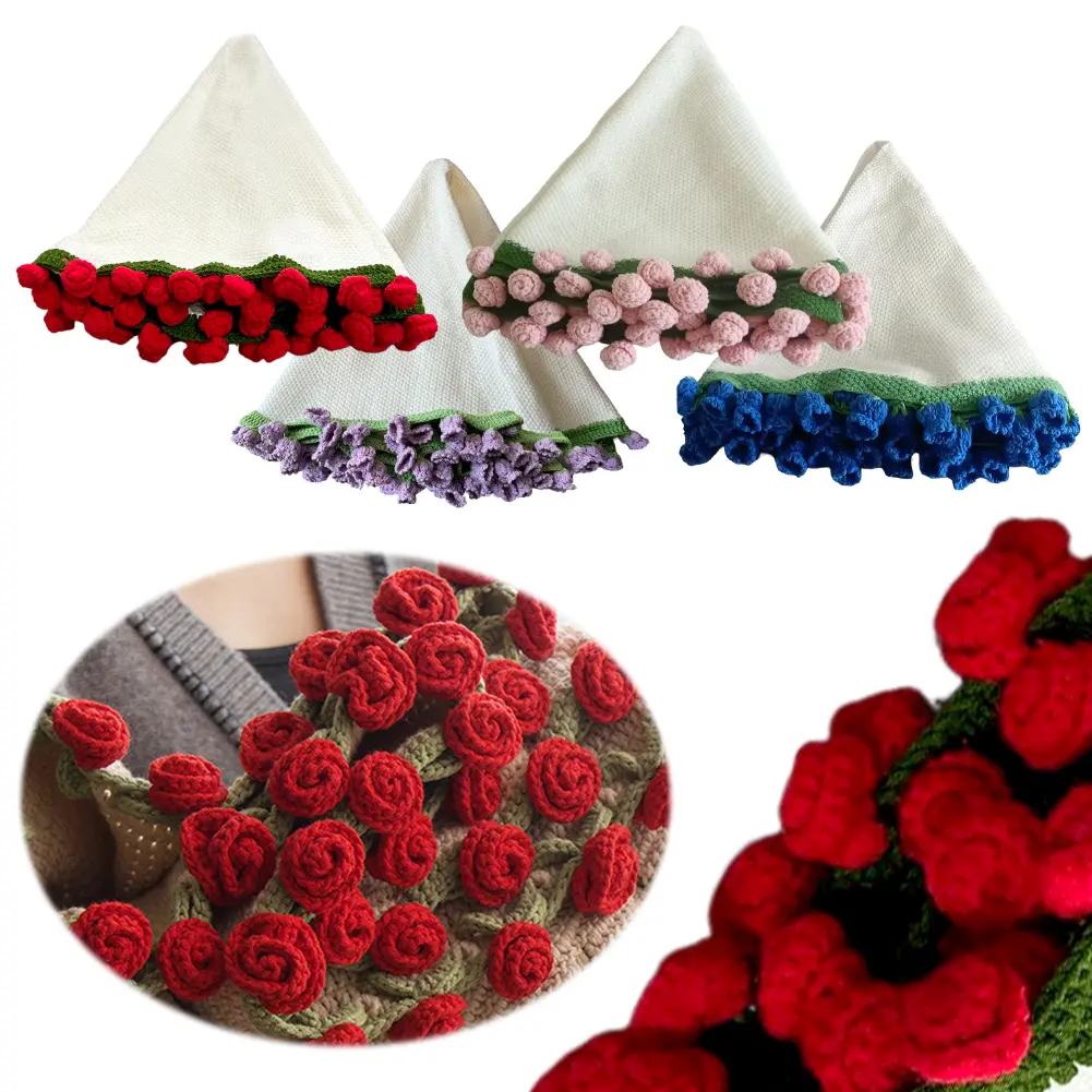 Flower Bouquet Blanket Rose/Lily of The Valley Handmade Roll Up Blanket Comfortable 3D Flower Shawl Blanket Soft for Mothers Day
