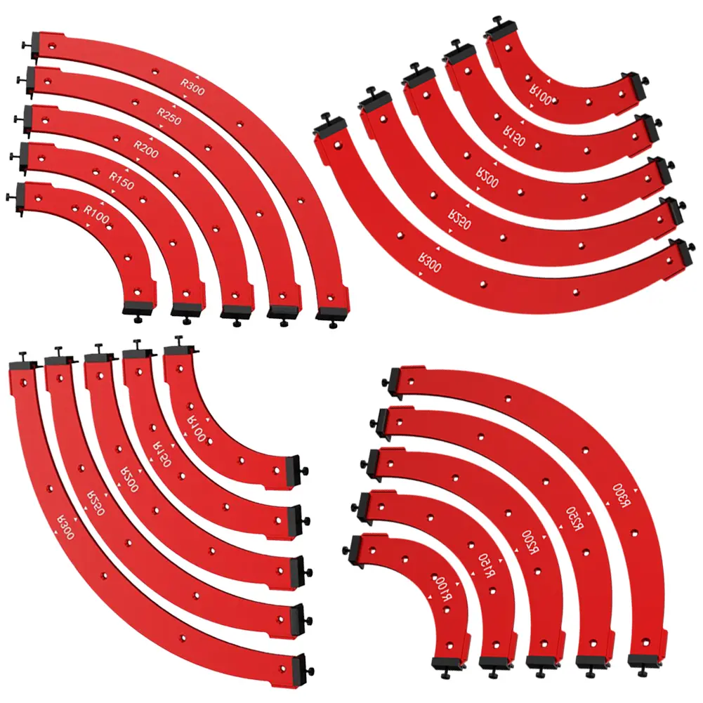 5Pcs Round Corner Radius Templates 5 Size Cutting Auxiliary Aluminum Alloy Corner Trimming Templates Precise for Furniture