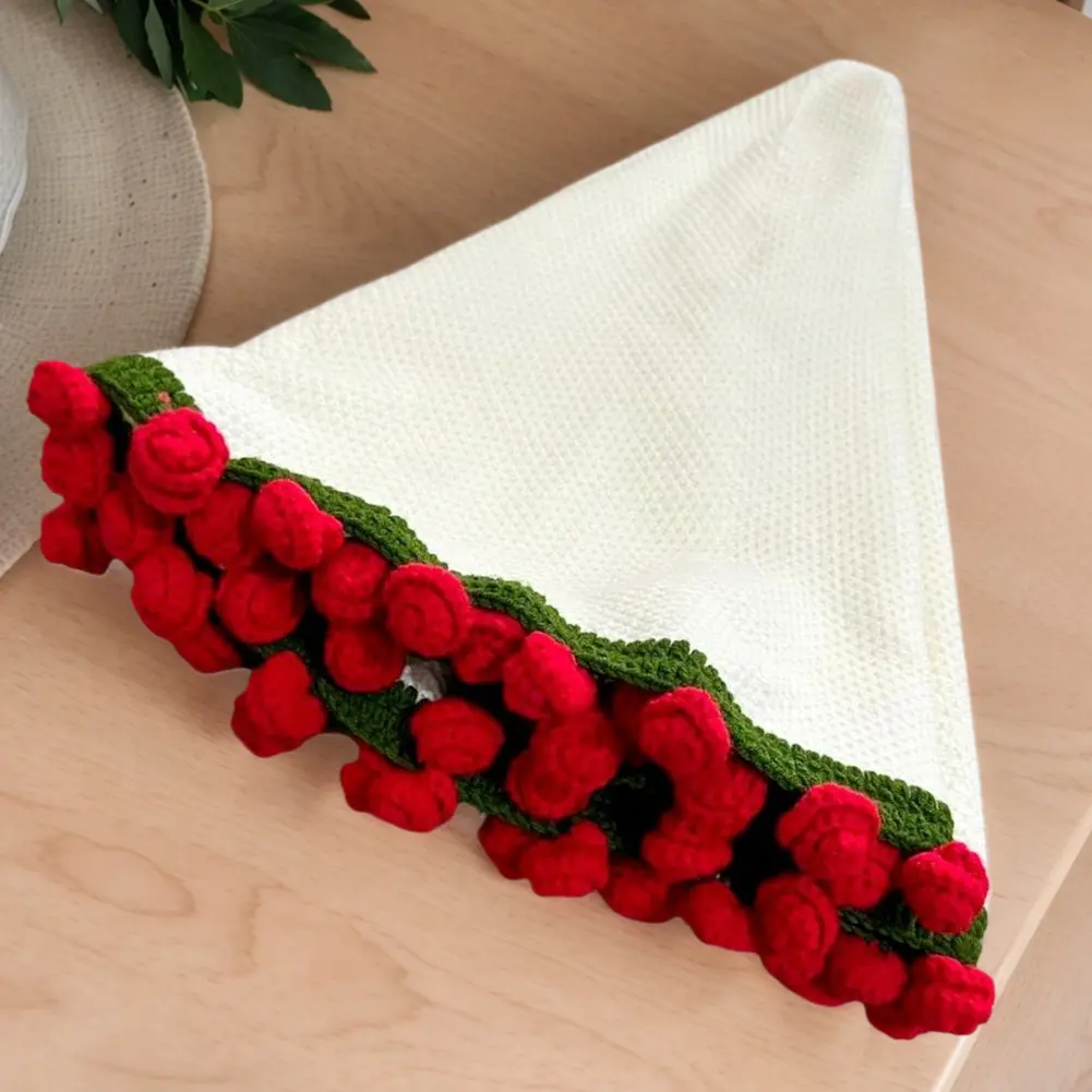 Flower Bouquet Blanket Rose/Lily of The Valley Handmade Roll Up Blanket Comfortable 3D Flower Shawl Blanket Soft for Mothers Day