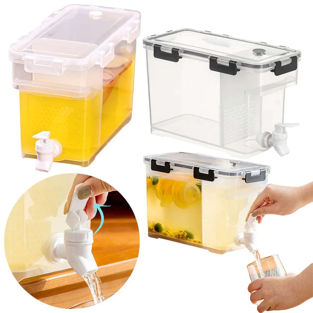3.5L Beverage Liquid Drink Container Fridge Water Dispenser with Spigot Cold Kettle Dispenser for Fruit Juice Cocktails