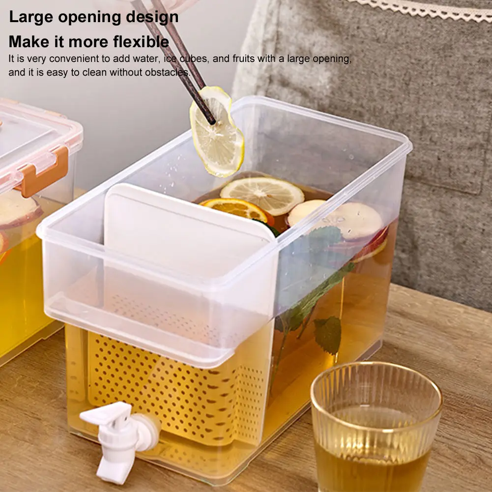 3.5L Beverage Liquid Drink Container Fridge Water Dispenser with Spigot Cold Kettle Dispenser for Fruit Juice Cocktails