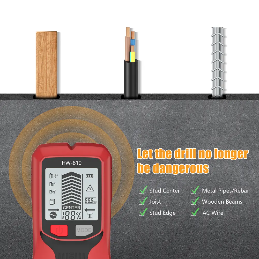 6 in 1 Smart Stud Finder Wall Scanner Electric Wall Scanner Sensor Stud Finder for Wood Magnetic Metal AC Wire Finding