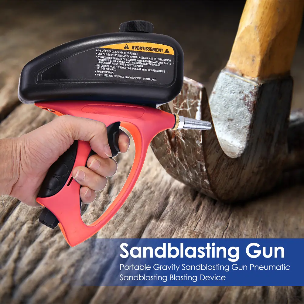 150 PSI Anti-rust Sandblaster with Small Nozzle&Glove Handheld Sand Blasting Machine Gravity Sandblasting Gun Paint/Rust Remover