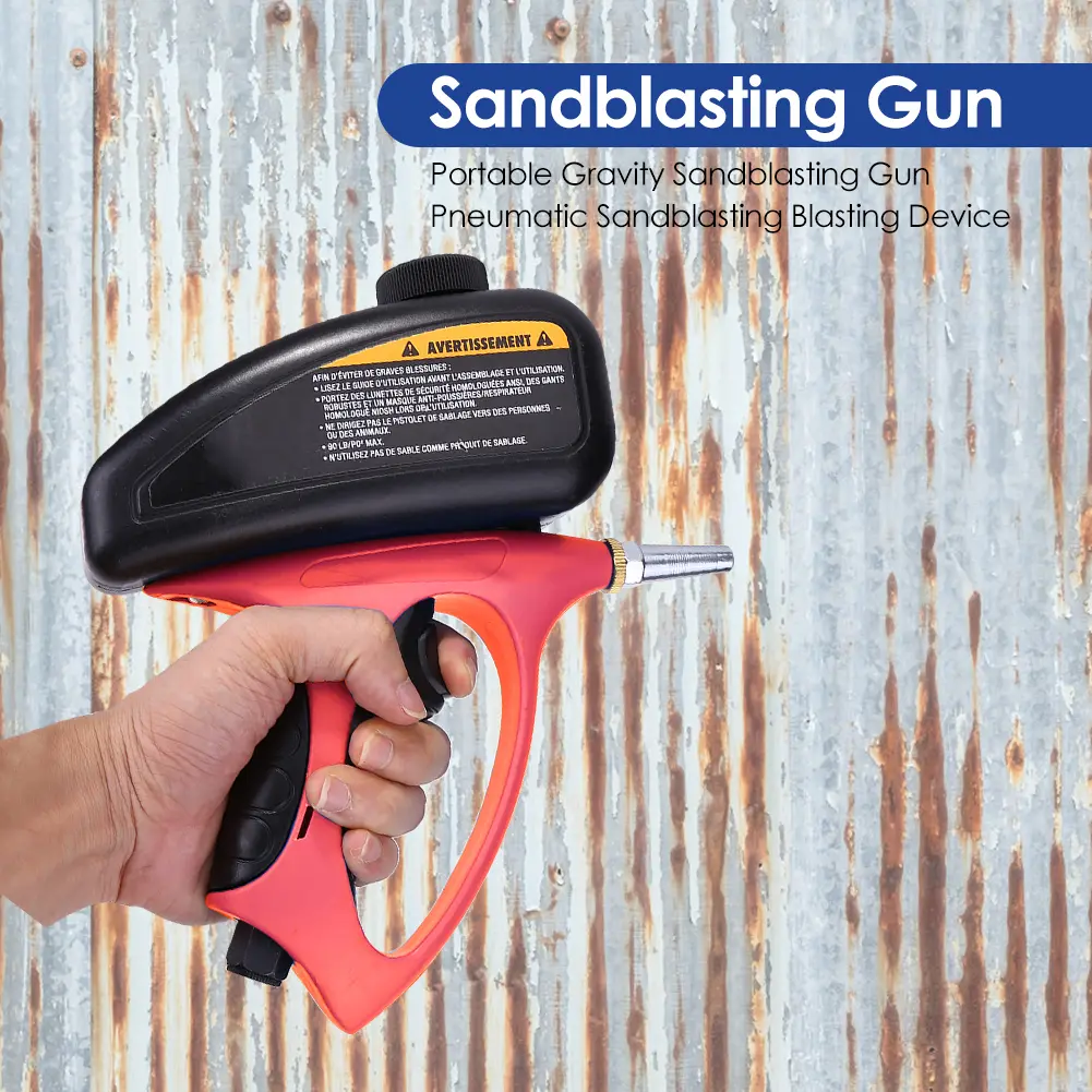 150 PSI Anti-rust Sandblaster with Small Nozzle&Glove Handheld Sand Blasting Machine Gravity Sandblasting Gun Paint/Rust Remover