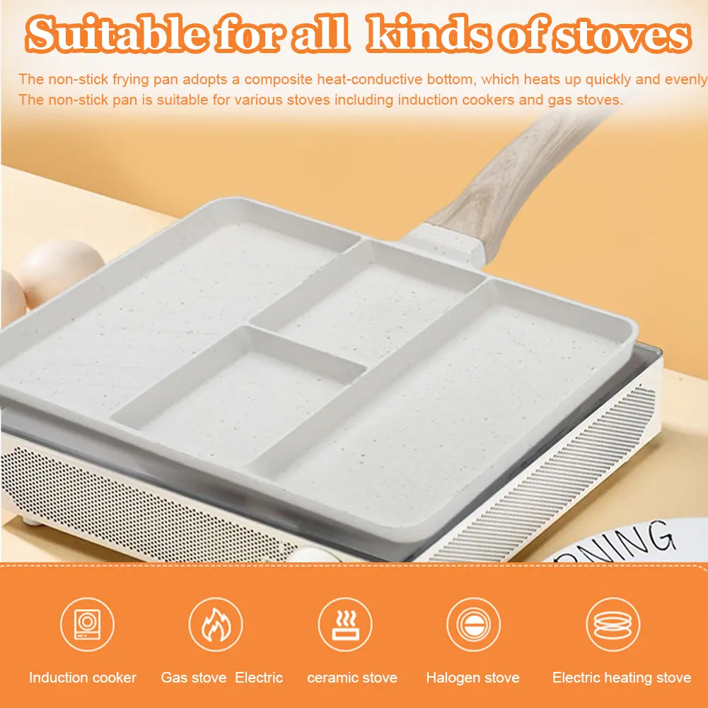 Four-Cup Egg Alloy Breakfast Mcmuffin Egg Making Pan for Breakfast Pancake Burger Sandwiches Gas Stove & Induction Compatible