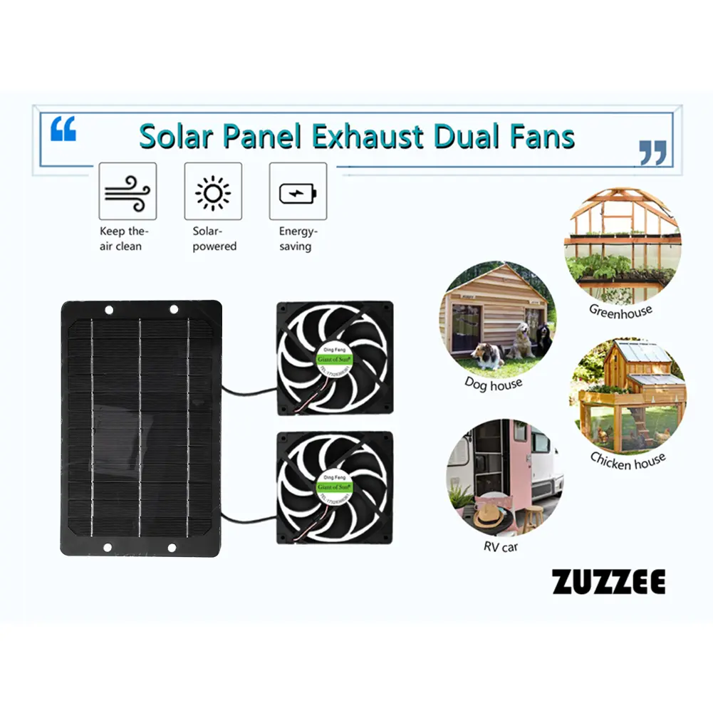 Solar Powered Panel Kit 10W 12VSolar Panel Kit Cooling RV Ventilation Fan Solar Attic Fan Kit for Chicken Coop Shed Pet House