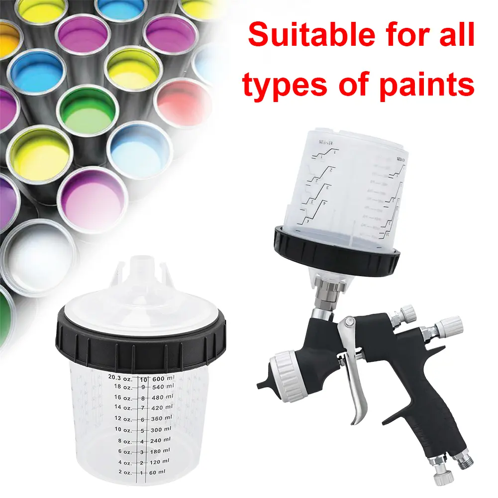 Paint Mixing Cup System 20 Ounce 600ml Kit Disposable HVLP Paint Spray Paint Gun 20 Ounce Kit Paint Spray Gun System Refill Kit