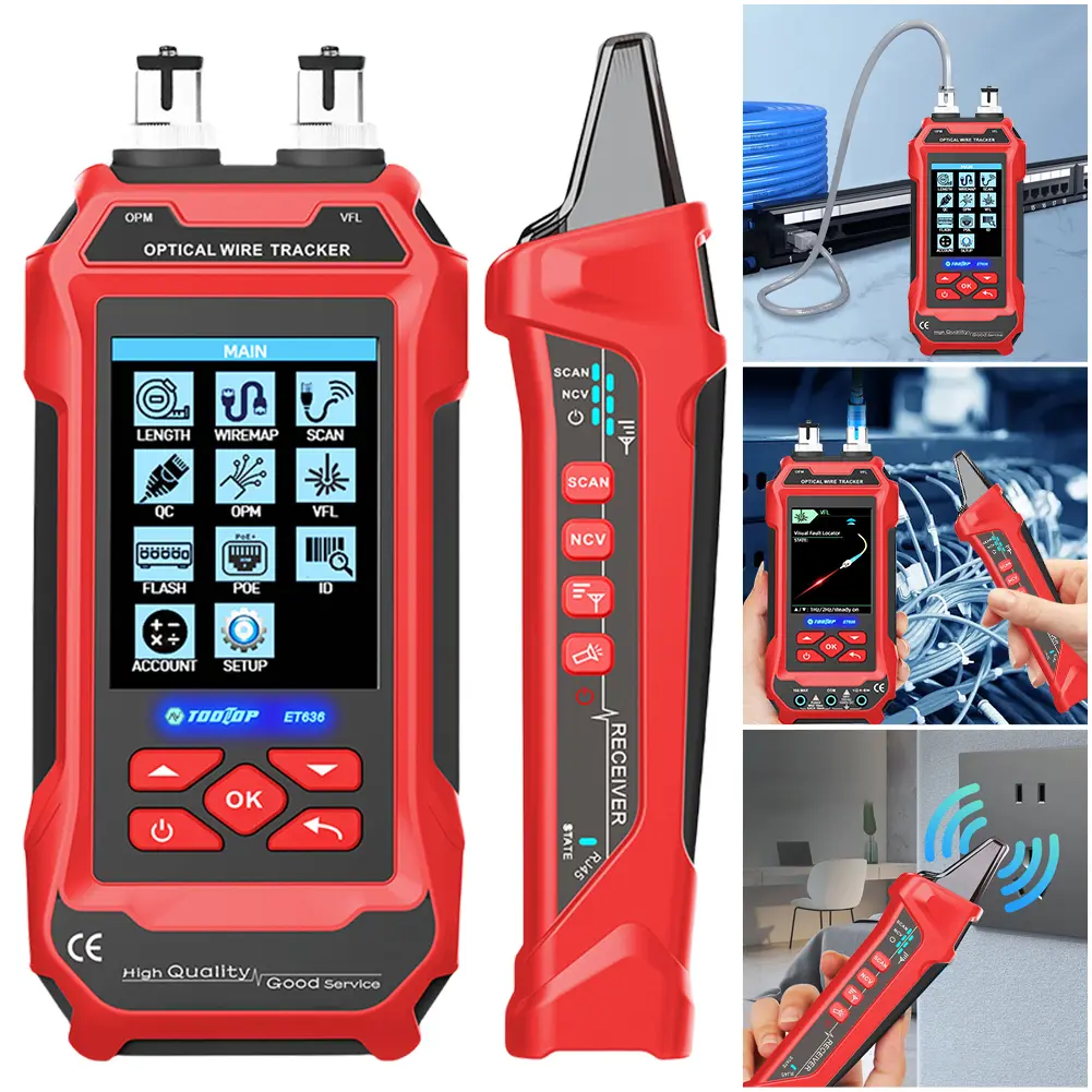Network Cable Tester Network Tester Cable Toner Rechargeable Ethernet Wire Tester Multi-Function POE Wire Tracer Network Repair