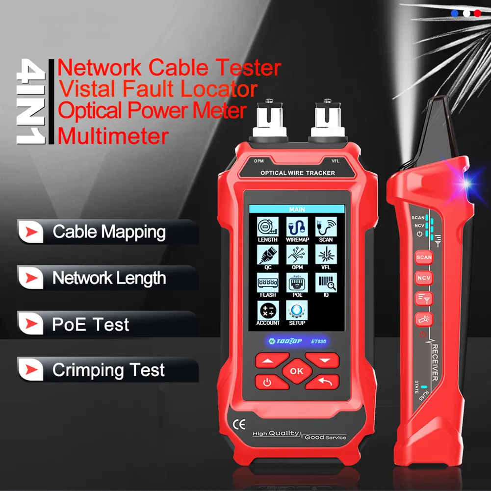 Network Cable Tester Network Tester Cable Toner Rechargeable Ethernet Wire Tester Multi-Function POE Wire Tracer Network Repair