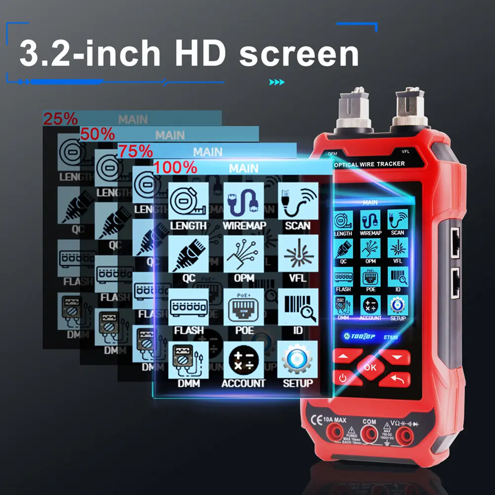 Network Cable Tester Network Tester Cable Toner Rechargeable Ethernet Wire Tester Multi-Function POE Wire Tracer Network Repair
