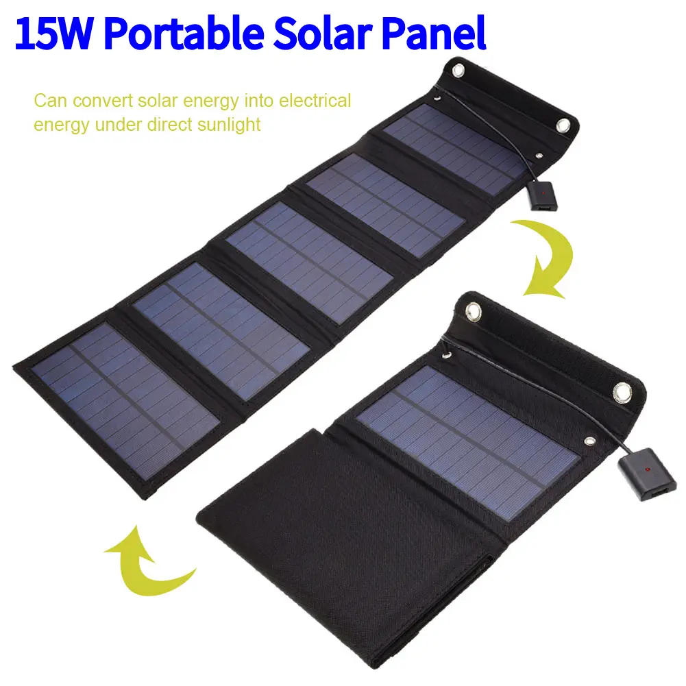 15W Foldable Solar Panel Kit IP65 Waterproof Lightweight Solar Power Station Portable Generator Charger for Outdoor Activities