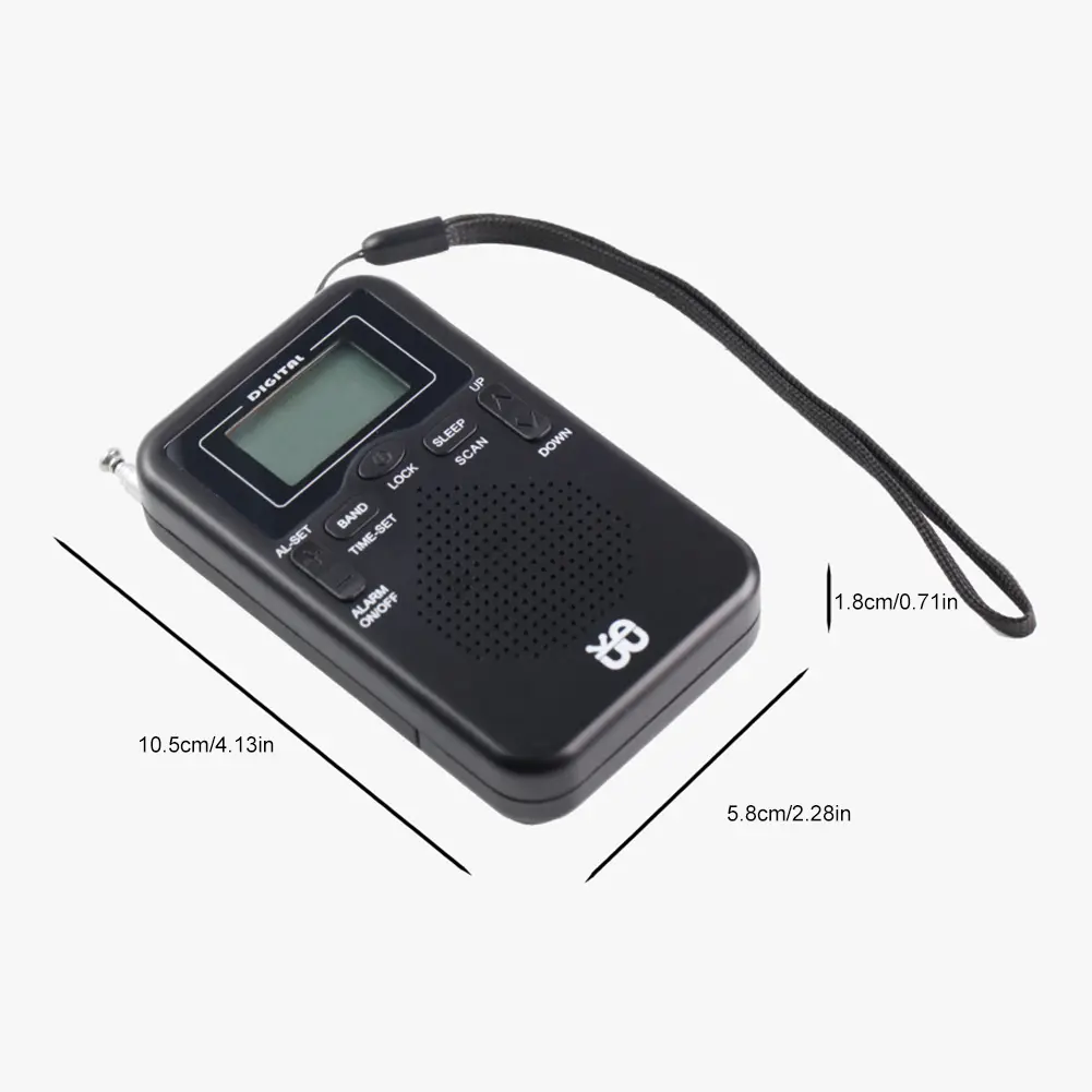 AM FM Radio LCD Display Pocket Radio with Alarm Clock for Indoor Outdoor and Emergency Use