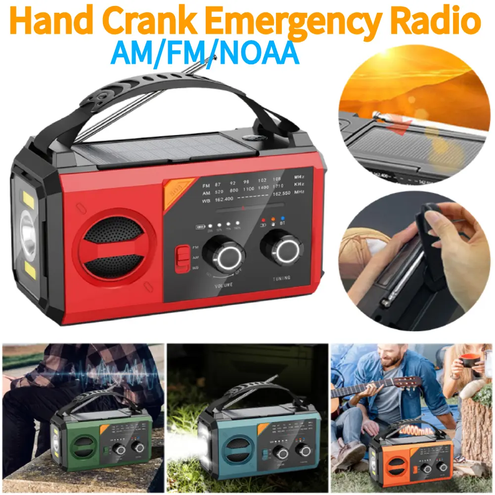 Solar Weather Alert Radio Hand Crank Compass Cell Phone Charger AM FM NOAA Emergency Crank Weather Radio for Emergency