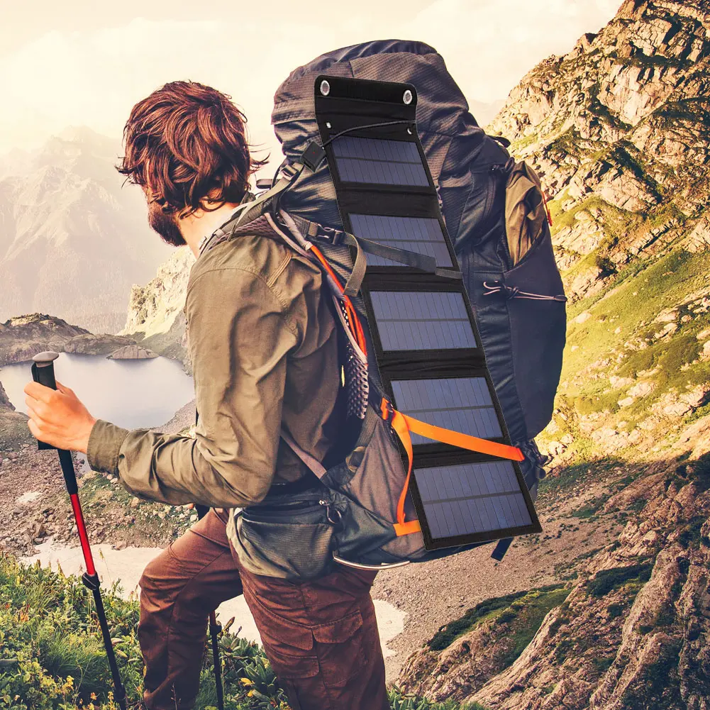 15W Foldable Solar Panel Kit IP65 Waterproof Lightweight Solar Power Station Portable Generator Charger for Outdoor Activities