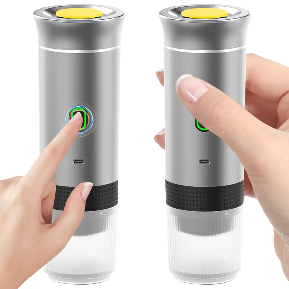 Portable Coffee Maker Capsules Coffee Maker Compatible with Capsule & Ground Coffee Wireless Heating Coffee Machine for Hiking