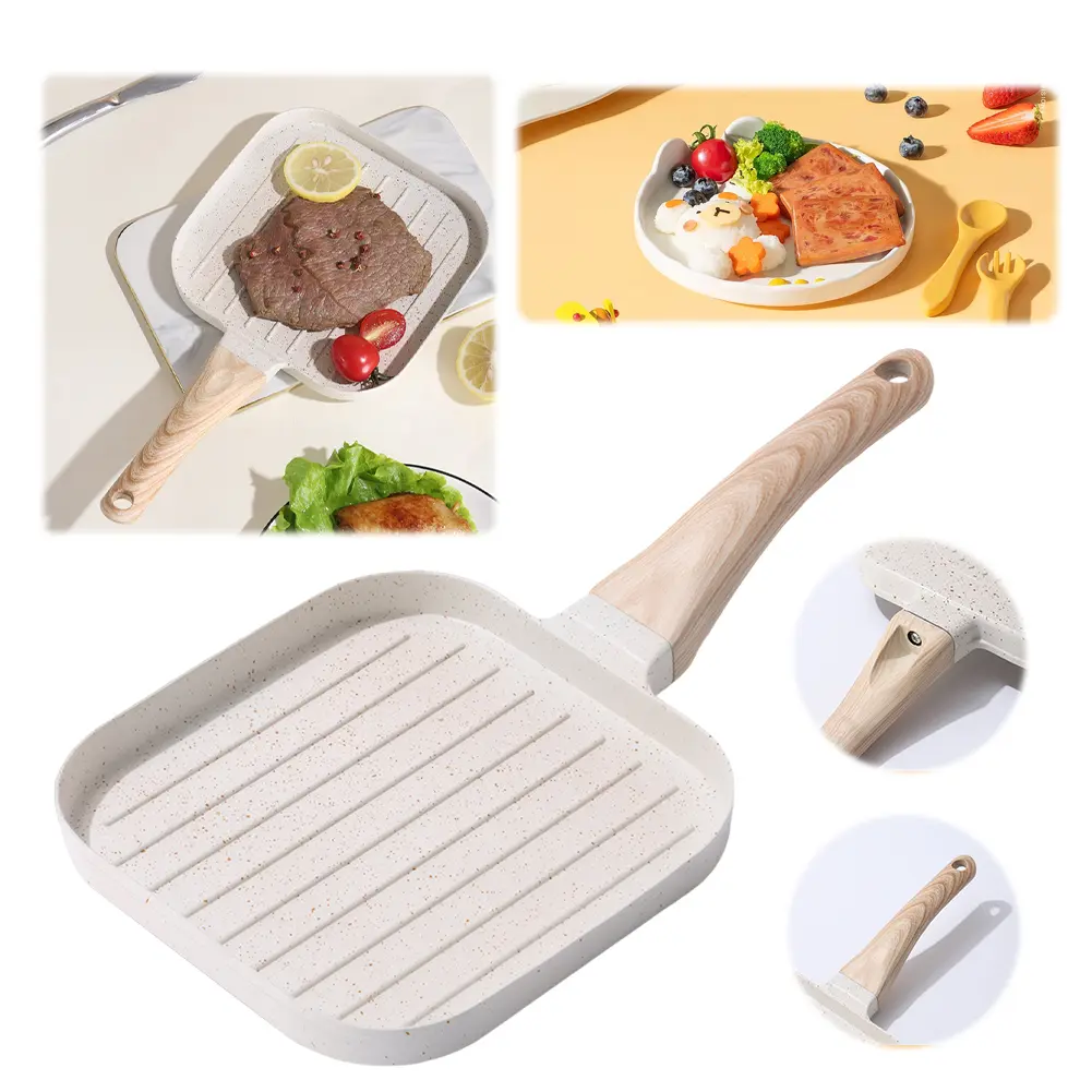 Nonstick Egg Griddle Pan with Heat-Resistant Handle Grill Pan Grill Skillet for All Stoves(Gas/Electric/Induction)