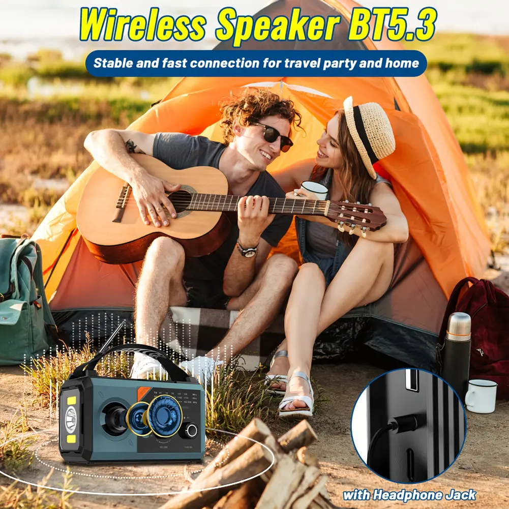 Solar Weather Alert Radio Hand Crank Compass Cell Phone Charger AM FM NOAA Emergency Crank Weather Radio for Emergency