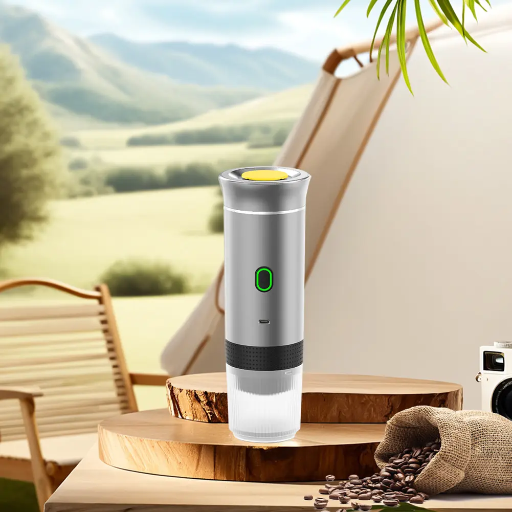 Portable Coffee Maker Capsules Coffee Maker Compatible with Capsule & Ground Coffee Wireless Heating Coffee Machine for Hiking