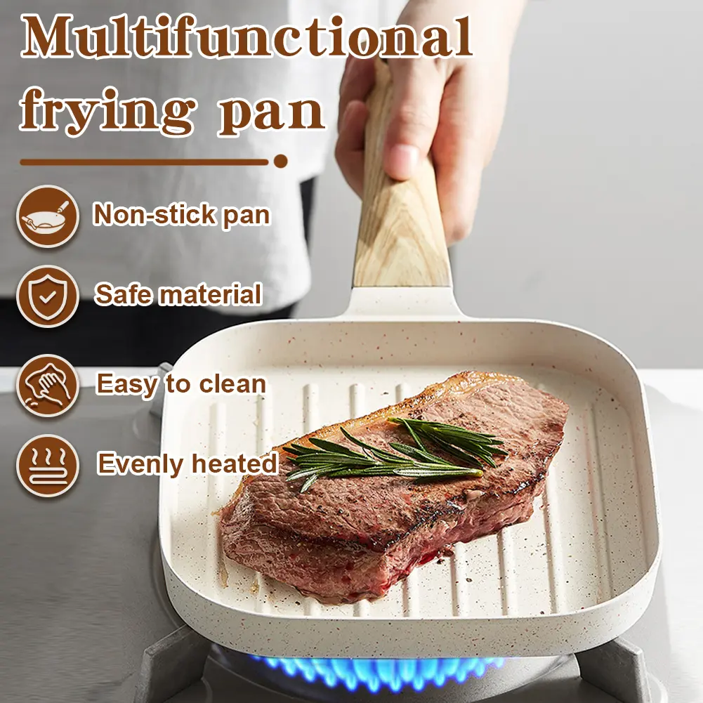 Nonstick Egg Griddle Pan with Heat-Resistant Handle Grill Pan Grill Skillet for All Stoves(Gas/Electric/Induction)