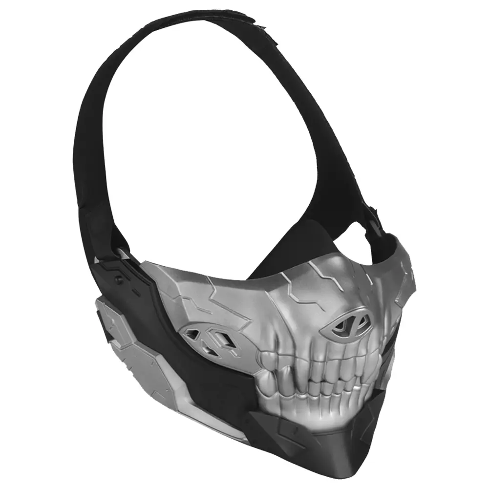 Airsoft Skull Mask Half Face Protection Skull Samurai Mask Halloween Fangs Mask for Halloween Horror Props Party Supplies