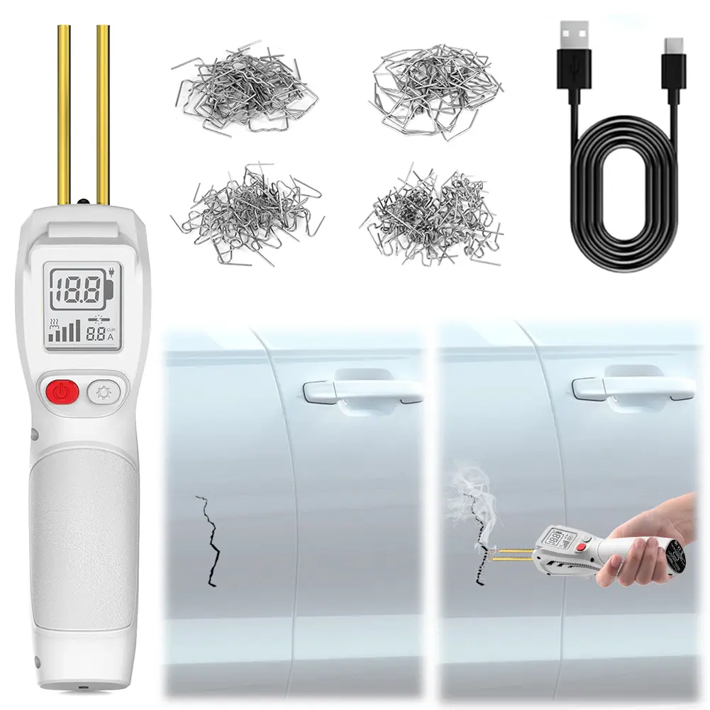 Cordless Plastic Welder with 200 Hot Staples Plastic Welding Kit USB Rechargeable for Bumper Repair and Other Plastic Repairs