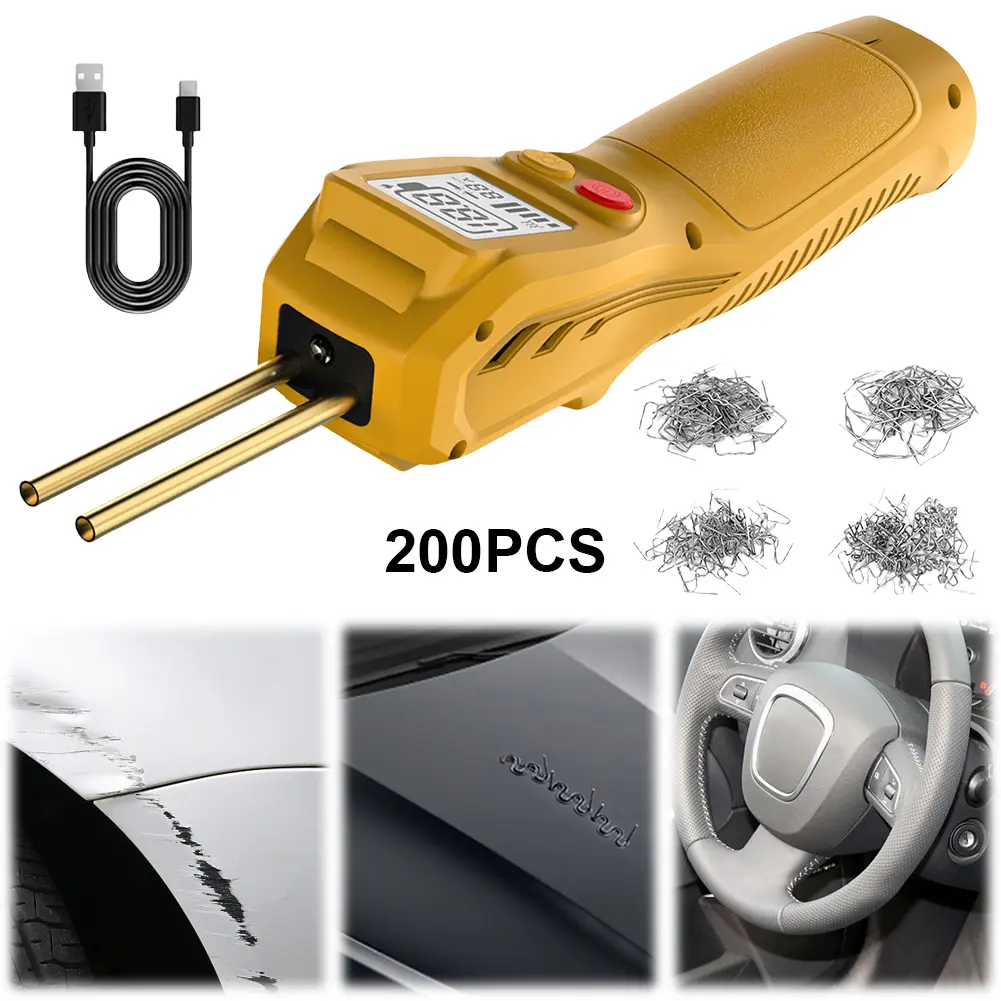 Cordless Plastic Welder with 200 Hot Staples Plastic Welding Kit USB Rechargeable for Bumper Repair and Other Plastic Repairs