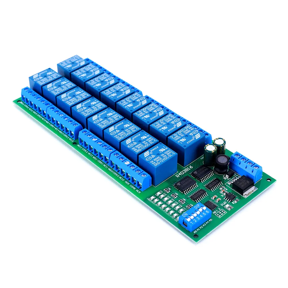16 Channel Modbus RTU Switch Module RS485 Relay Module Control Switch Board for PLC PTZ Camera Motor LED