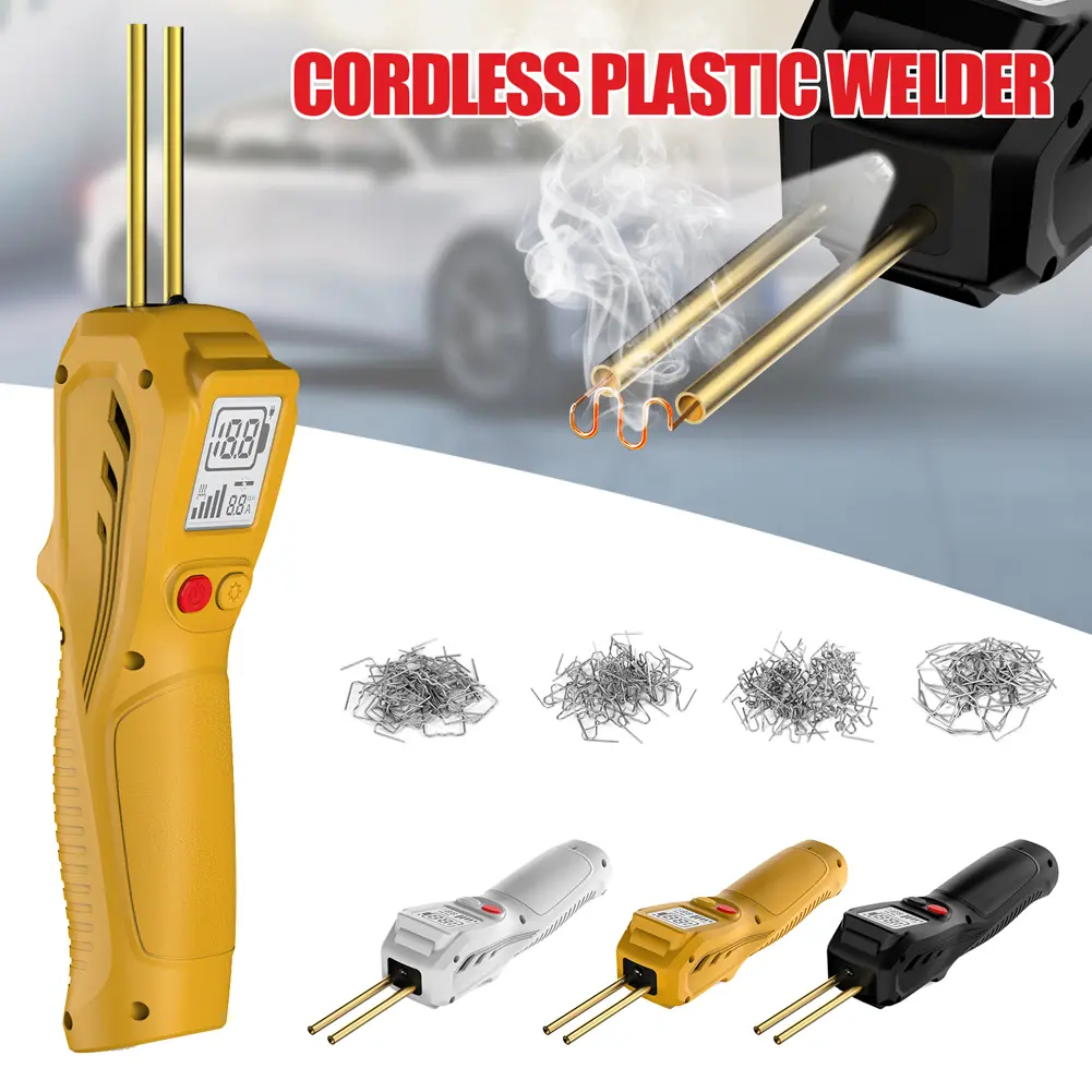 Cordless Plastic Welder with 200 Hot Staples Plastic Welding Kit USB Rechargeable for Bumper Repair and Other Plastic Repairs