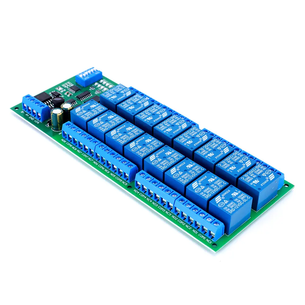 16 Channel Modbus RTU Switch Module RS485 Relay Module Control Switch Board for PLC PTZ Camera Motor LED